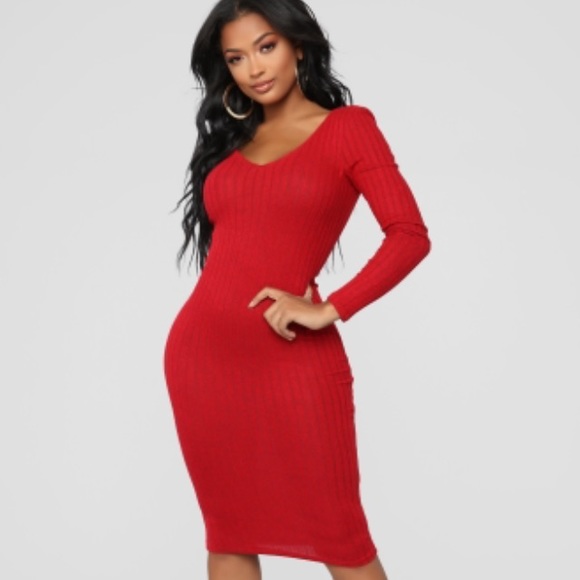 fashion nova red midi dress